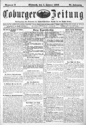 Coburger Zeitung Mittwoch 4. Januar 1922