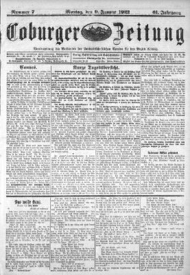 Coburger Zeitung Montag 9. Januar 1922