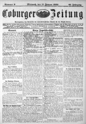 Coburger Zeitung Mittwoch 11. Januar 1922