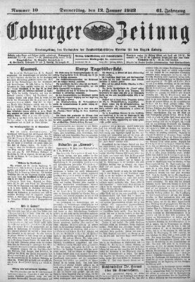 Coburger Zeitung Donnerstag 12. Januar 1922
