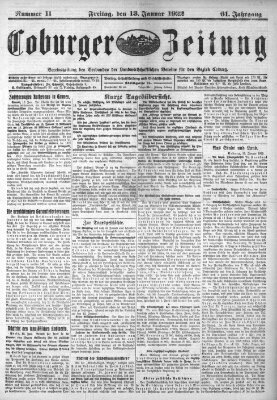 Coburger Zeitung Freitag 13. Januar 1922