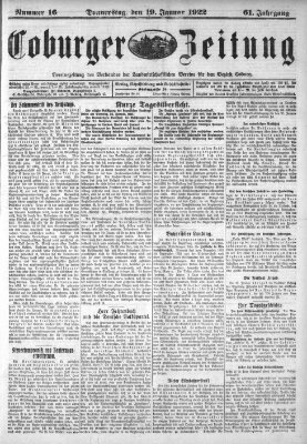 Coburger Zeitung Donnerstag 19. Januar 1922