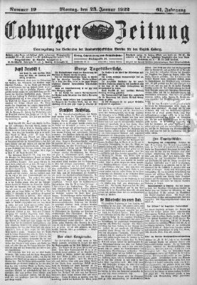 Coburger Zeitung Montag 23. Januar 1922