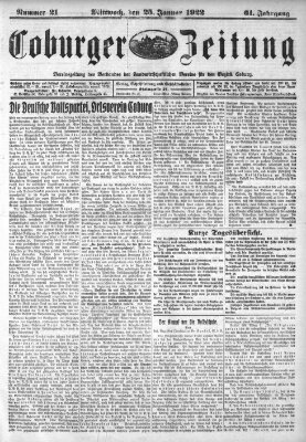 Coburger Zeitung Mittwoch 25. Januar 1922