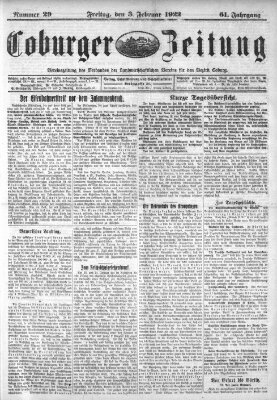 Coburger Zeitung Freitag 3. Februar 1922