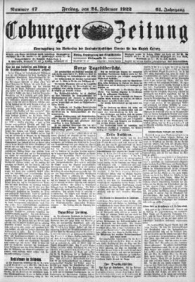 Coburger Zeitung Freitag 24. Februar 1922