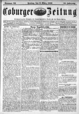 Coburger Zeitung Freitag 3. März 1922