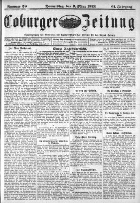 Coburger Zeitung Donnerstag 9. März 1922