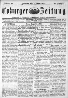 Coburger Zeitung Dienstag 14. März 1922