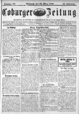 Coburger Zeitung Mittwoch 22. März 1922