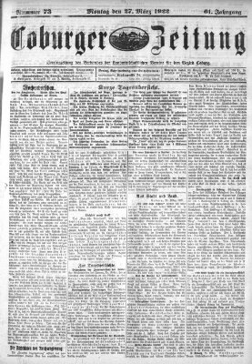 Coburger Zeitung Montag 27. März 1922