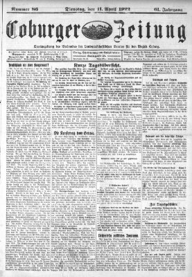 Coburger Zeitung Dienstag 11. April 1922