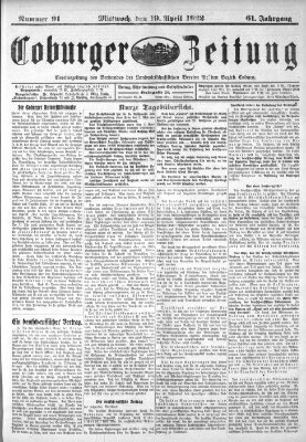 Coburger Zeitung Mittwoch 19. April 1922