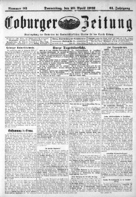 Coburger Zeitung Donnerstag 20. April 1922