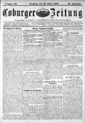 Coburger Zeitung Dienstag 25. April 1922