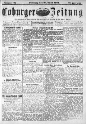 Coburger Zeitung Mittwoch 26. April 1922