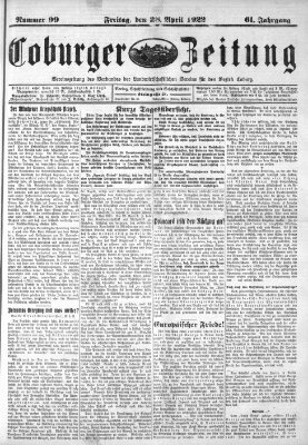 Coburger Zeitung Freitag 28. April 1922