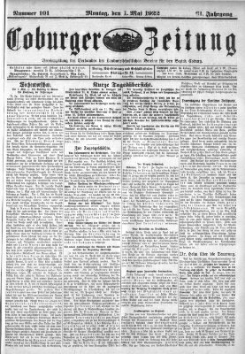 Coburger Zeitung Montag 1. Mai 1922