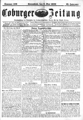 Coburger Zeitung Samstag 6. Mai 1922