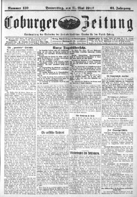 Coburger Zeitung Donnerstag 11. Mai 1922