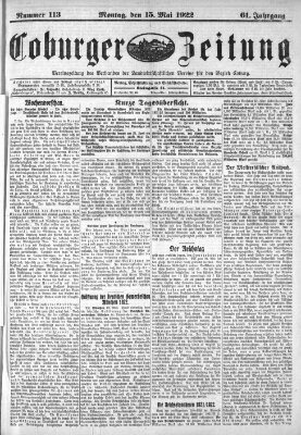 Coburger Zeitung Montag 15. Mai 1922