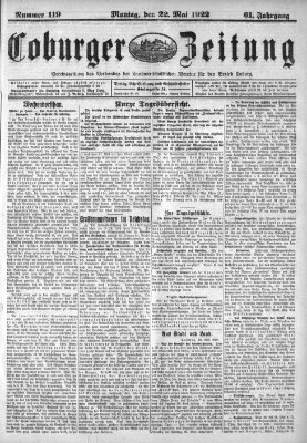 Coburger Zeitung Montag 22. Mai 1922