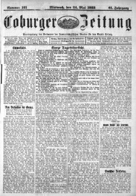 Coburger Zeitung Mittwoch 24. Mai 1922