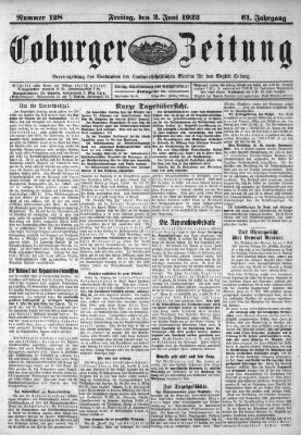 Coburger Zeitung Freitag 2. Juni 1922