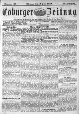 Coburger Zeitung Montag 12. Juni 1922