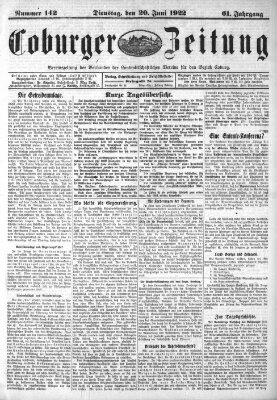 Coburger Zeitung Dienstag 20. Juni 1922