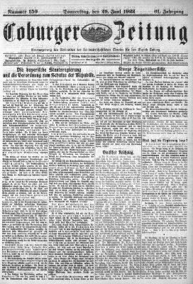 Coburger Zeitung Donnerstag 29. Juni 1922