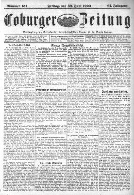 Coburger Zeitung Freitag 30. Juni 1922