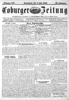 Coburger Zeitung Samstag 8. Juli 1922