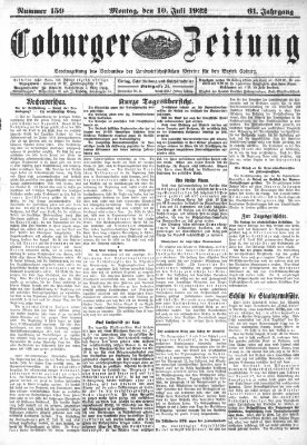 Coburger Zeitung Montag 10. Juli 1922