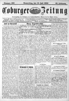 Coburger Zeitung Donnerstag 13. Juli 1922