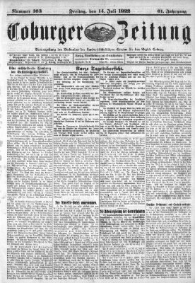 Coburger Zeitung Freitag 14. Juli 1922