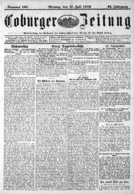 Coburger Zeitung Montag 17. Juli 1922