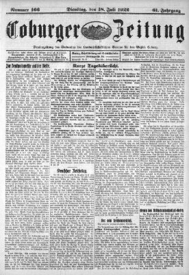 Coburger Zeitung Dienstag 18. Juli 1922