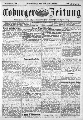 Coburger Zeitung Donnerstag 20. Juli 1922