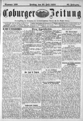 Coburger Zeitung Freitag 21. Juli 1922