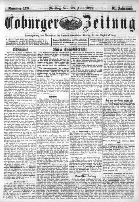 Coburger Zeitung Freitag 28. Juli 1922