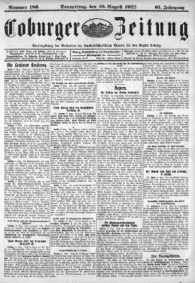 Coburger Zeitung Donnerstag 10. August 1922