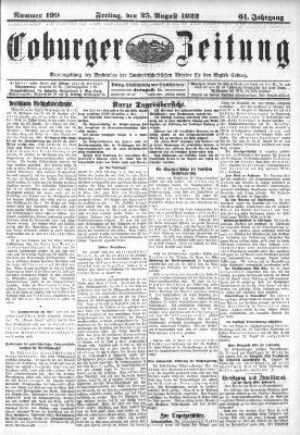 Coburger Zeitung Freitag 25. August 1922