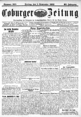 Coburger Zeitung Freitag 1. September 1922