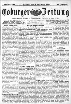 Coburger Zeitung Mittwoch 6. September 1922