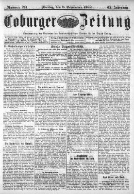 Coburger Zeitung Freitag 8. September 1922