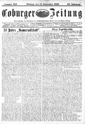 Coburger Zeitung Montag 11. September 1922