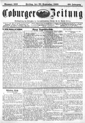 Coburger Zeitung Freitag 22. September 1922