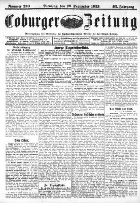 Coburger Zeitung Dienstag 26. September 1922