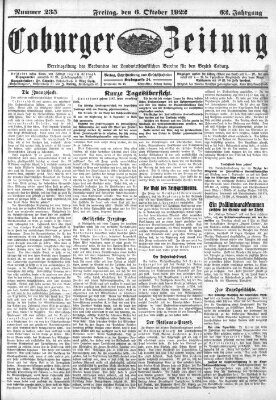 Coburger Zeitung Freitag 6. Oktober 1922